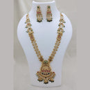Lucentarts Jewellery Elegant Ethnic Pota Stone And Pearl Designer Long Necklace Set With Elephant Motifs