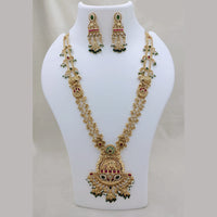 Lucentarts Jewellery Elegant Ethnic Pota Stone And Pearl Designer Long Necklace Set With Elephant Motifs