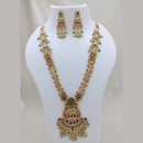 Lucentarts Jewellery Elegant Ethnic Pota Stone And Pearl Designer Long Necklace Set With Elephant Motifs