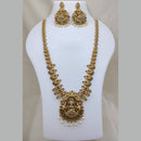 Lucentarts Jewellery Traditional Pota Stone And Austrian Stone Temple Necklace Set With Goddess And Elephant Motifs