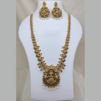 Lucentarts Jewellery Traditional Pota Stone And Austrian Stone Temple Necklace Set With Goddess And Elephant Motifs