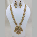 Lucentarts Jewellery Traditional Pota Stone And Pearl Designer Haram Long Necklace Set