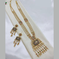 Lucentarts Jewellery Traditional Pota Stone And Pearl Designer Long Necklace Set