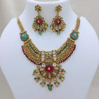 Lucentarts Jewellery Premium Pota Stone Beads And Pearl Designer Necklace Set