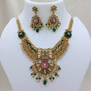 Lucentarts Jewellery Premium Pota Stone Beads And Pearl Designer Necklace Set