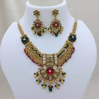 Lucentarts Jewellery Premium Pota Stone Beads And Pearl Designer Necklace Set