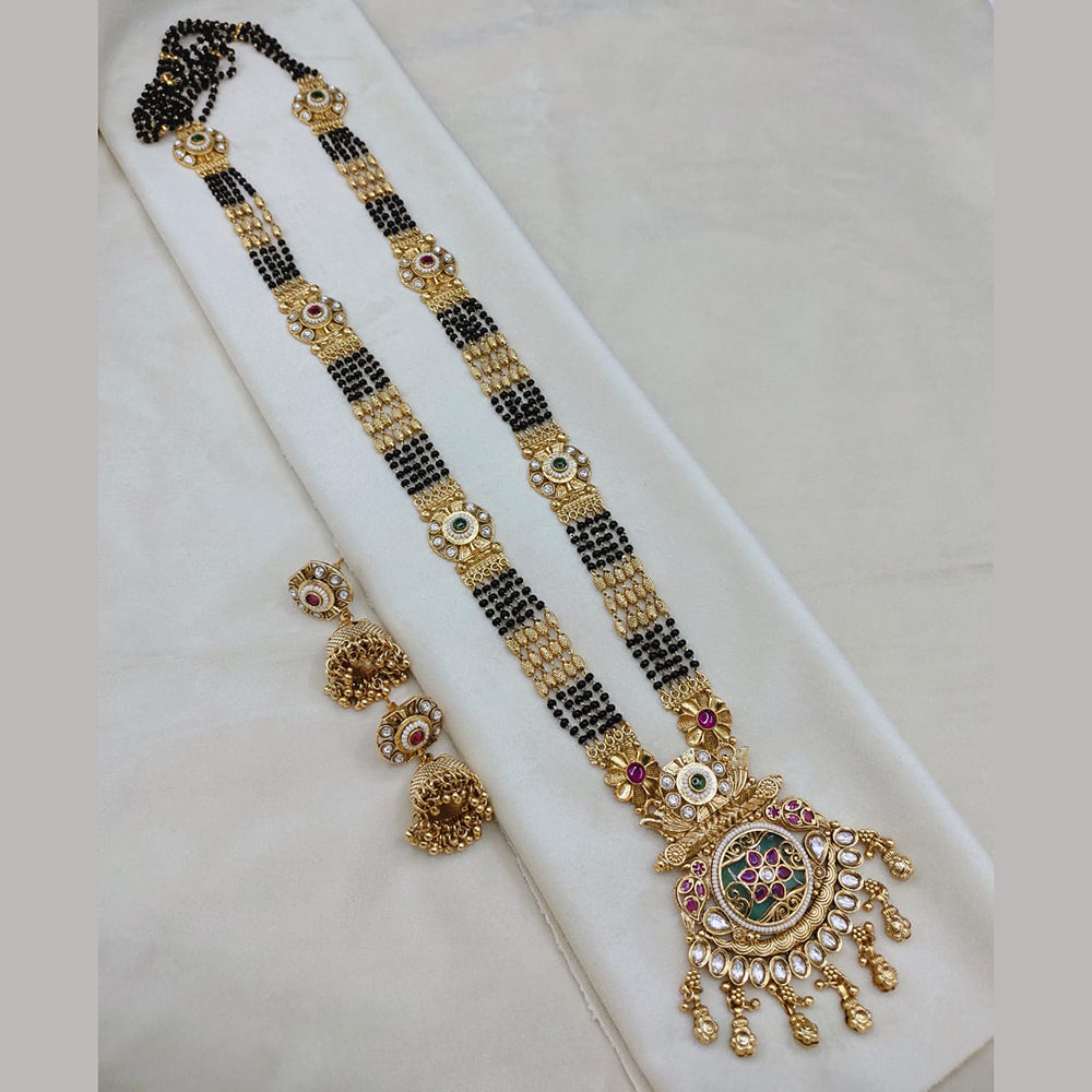 Lucentarts Jewellery Pota Stone Temple Black Beads Mangalsutra