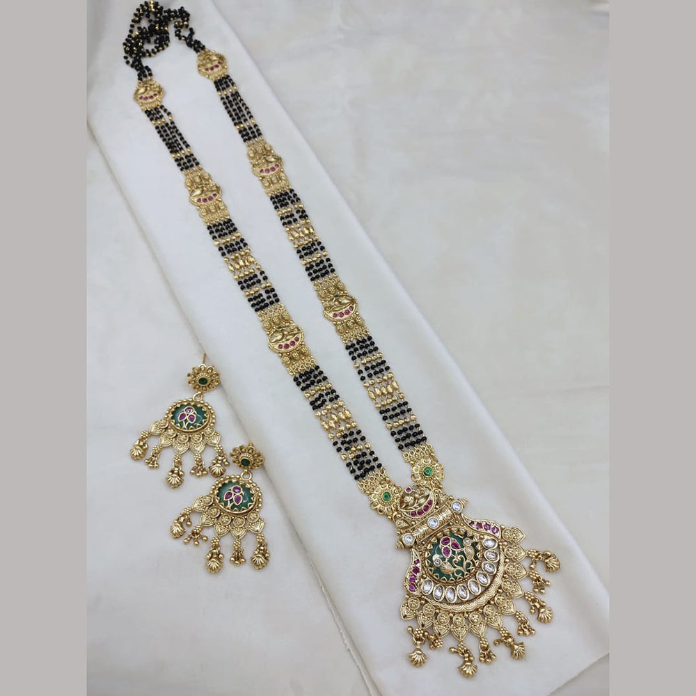 Lucentarts Jewellery Pota Stone Temple Black Beads Mangalsutra