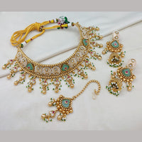 Lucentarts Jewellery Heritage Pota Stone And Pearl Meenakari Necklace Set