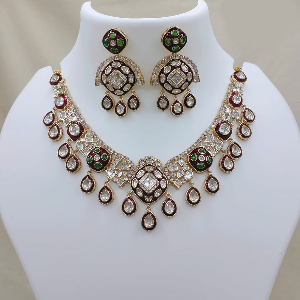 Lucentarts Jewellery Ethnic Designer Polki Kundan Stone Necklace Set