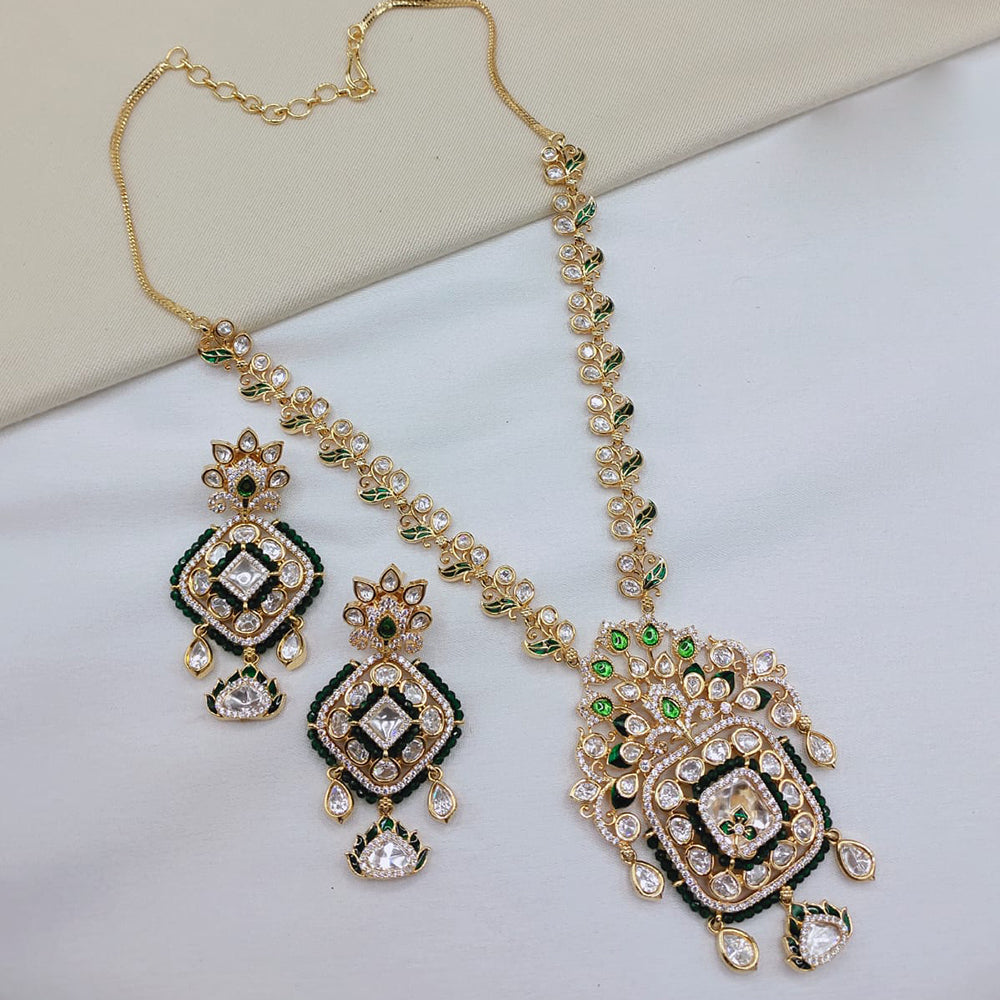 Lucentarts Jewellery Ethnic Designer Polki Kundan Stone Long Necklace Set