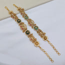 Lucentarts Jewellery Elegant Ethnic Gold Plated Pota Stone And Pearl  Adjustable Bracelet  With Elephant Motifs