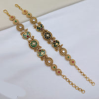 Lucentarts Jewellery Elegant Ethnic Gold Plated Pota Stone And Pearl  Adjustable Bracelet