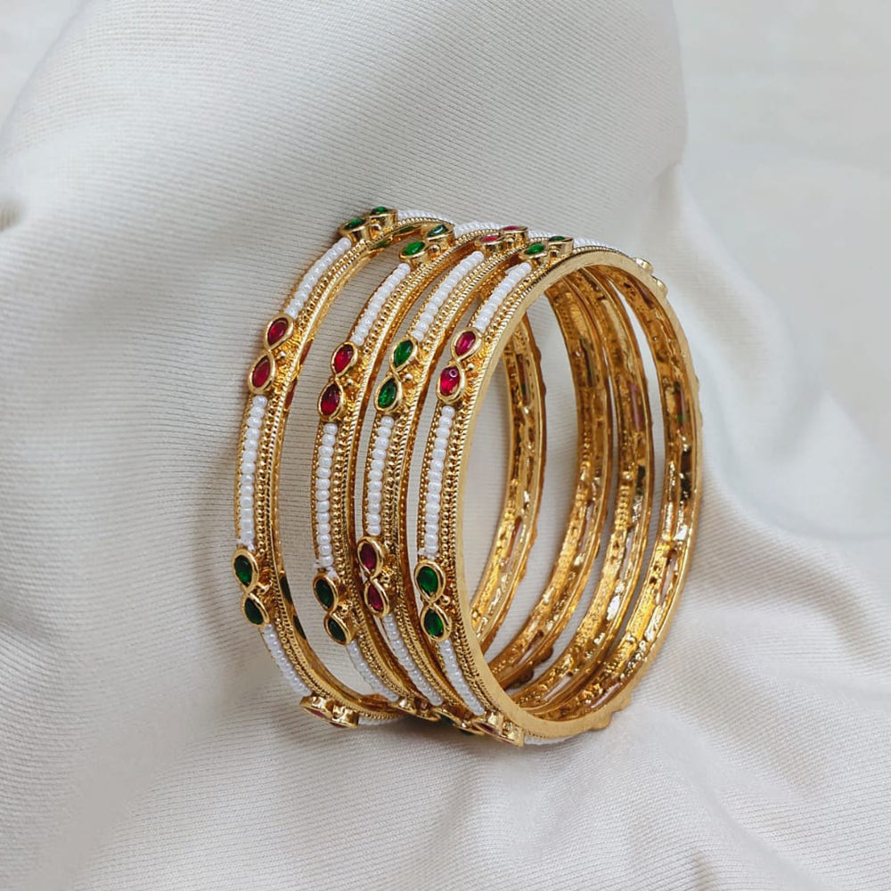 Lucentarts Jewellery Radiant Pota Stone And Pearls Bangles Set