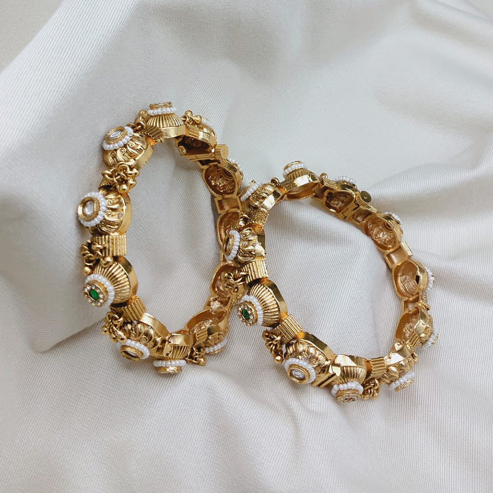 Lucentarts Jewellery Radiant Pota Stone And Pearls Openable Bangles Set