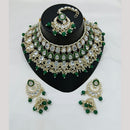 Lucentarts Jewellery Premium Kundan Stone And Pearl Meenakari Choker Necklace Set 