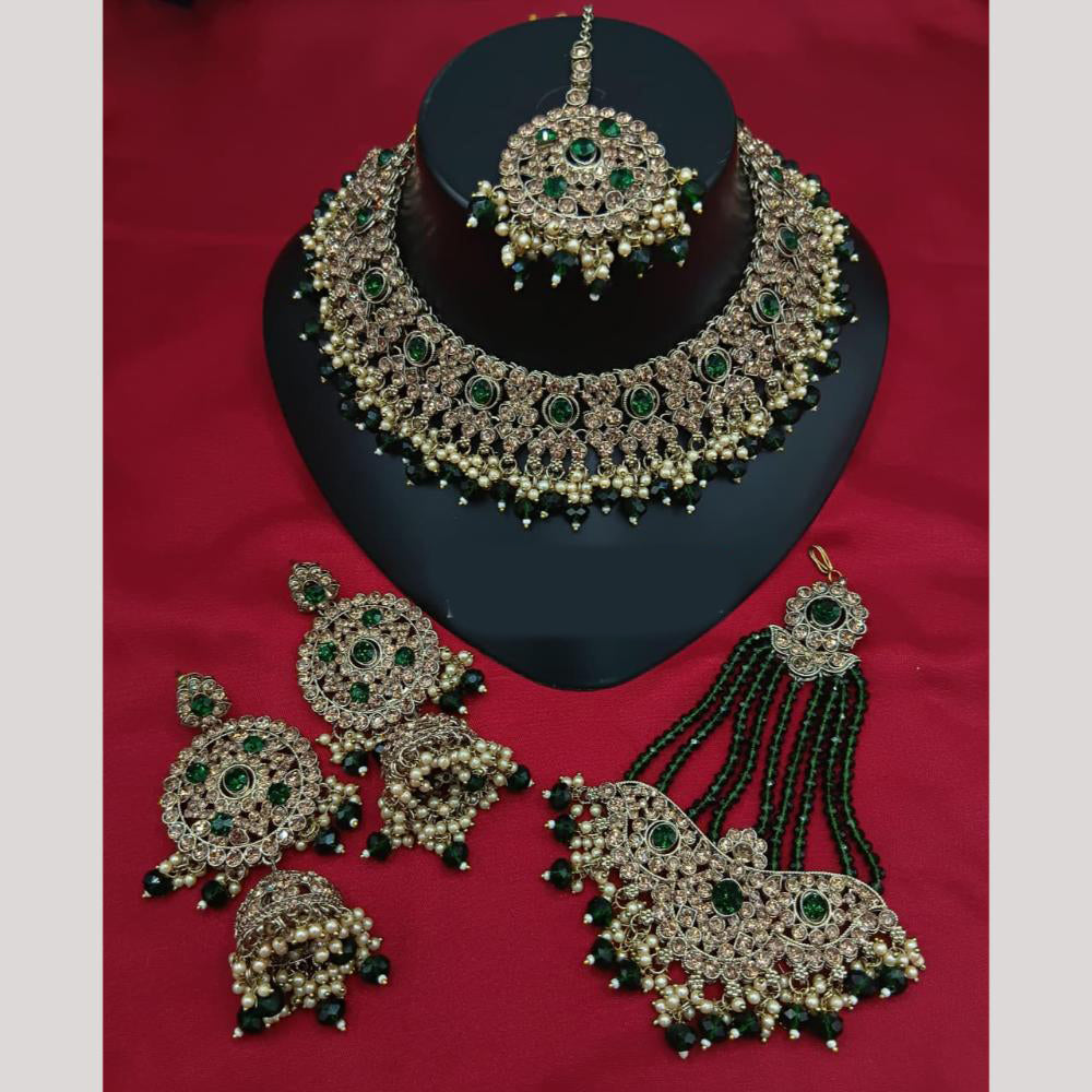 Lucentarts Jewellery Classic Crystal Stone And Pearl Choker Necklace Set 