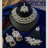 Lucentarts Jewellery Classic Crystal Stone And Pearl Choker Necklace Set 