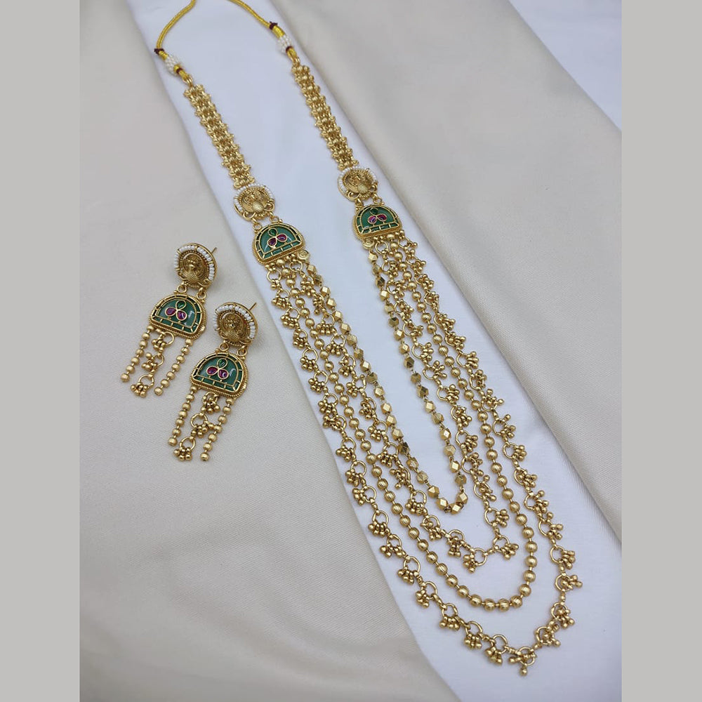 Lucentarts Jewellery Elegant Pota Stone And Pearl Long Necklace Set