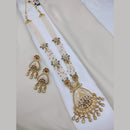 Lucentarts Jewellery Elegant Pota Stone And Pearl Meenakari Long Necklace Set