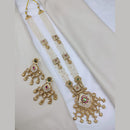 Lucentarts Jewellery Elegant Pota Stone And Pearl Meenakari Long Necklace Set