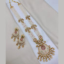 Lucentarts Jewellery Elegant Pota Stone And Pearl Meenakari Long Necklace Set