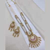 Lucentarts Jewellery Elegant Pota Stone And Pearl Meenakari Long Necklace Set