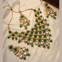 Lucentarts Jewellery Traditional Designer Pota Stone And Pearl Necklace Set