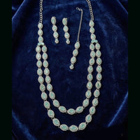 Lucentarts Jewellery Traditional Designer Pota Stone And Pearl Long Necklace Set