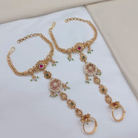 Lucentarts Jewellery Royal Look Pota Stone And Pearl Hand Harness