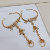 Lucentarts Jewellery Royal Look Pota Stone And Pearl Hand Harness