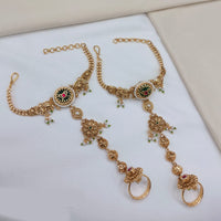 Lucentarts Jewellery Royal Look Pota Stone And Pearl Hand Harness