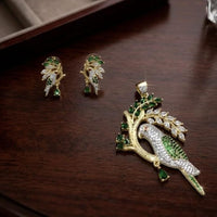 Lucentarts Jewellery Royal American Diamond Bird Pendant Set