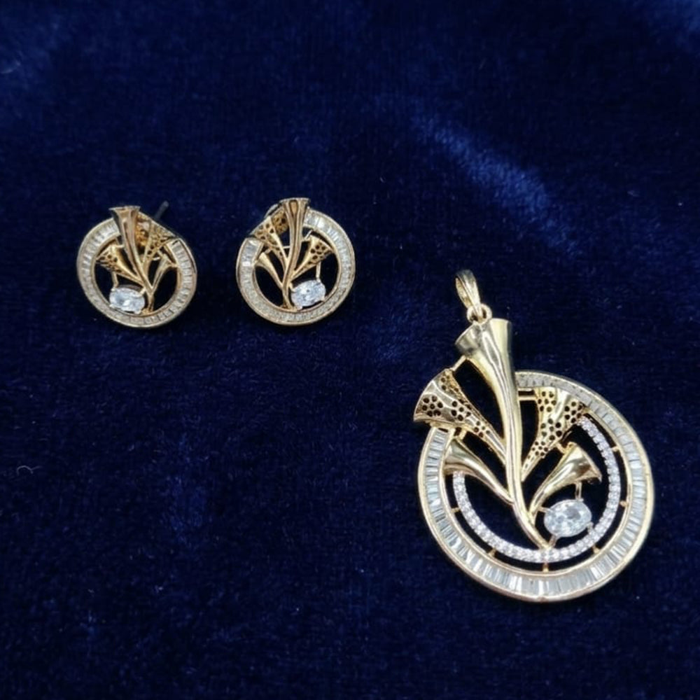 Lucentarts Jewellery Royal American Diamond Pendant Set
