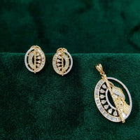 Lucentarts Jewellery Royal American Diamond Pendant Set