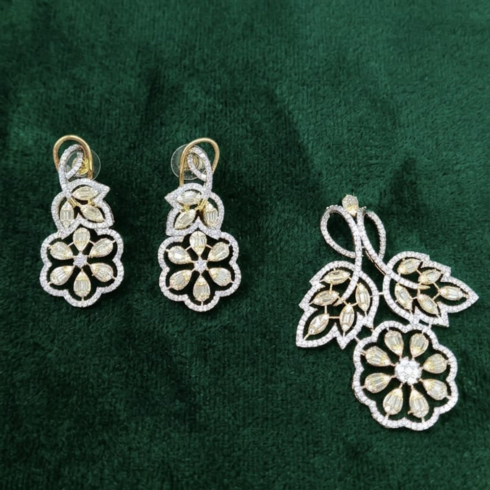 Lucentarts Jewellery Royal American Diamond Pendant Set