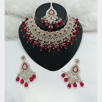 Lucentarts Jewellery Sparkle Austrian Stone Pearl And Beads Designer Choker Necklace Set