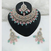 Lucentarts Jewellery Sparkle Austrian Stone Pearl And Beads Designer Choker Necklace Set