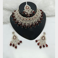 Lucentarts Jewellery Sparkle Austrian Stone Pearl And Beads Designer Choker Necklace Set