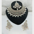 Lucentarts Jewellery Sparkle Austrian Stone Pearl And Beads Designer Choker Necklace Set