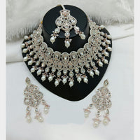 Lucentarts Jewellery Sparkle Austrian Stone Pearl And Beads Designer Choker Necklace Set