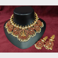 Lucentarts Jewellery Heritage Pota Stone And Pearl Temple Choker Necklace Set