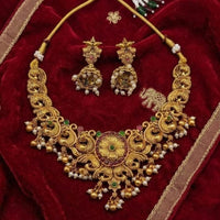 Lucentarts Jewellery Heritage Pota Stone And Pearl Necklace Set