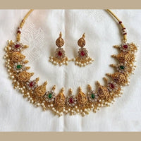 Lucentarts Jewellery Heritage Pota Stone And Pearl Temple Choker Necklace Set