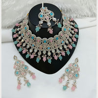 Lucentarts Jewellery Sparkle Austrian Stone Pearl And Beads Designer Choker Necklace Set