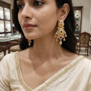 Lucentarts Jewellery Designer Pota Stone Detailing And Pearl Dangler Earrings