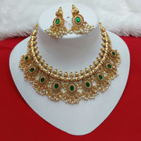 Lucentarts Jewellery Elegant Pota Stone And Pearl Necklace Set