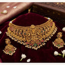 Lucentarts Jewellery Elegant Pota Stone And Pearl Temple Necklace Set