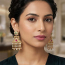 Lucentarts Jewellery Heritage Pota Stone And Pearl Dangler Earrings