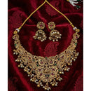 Lucentarts Jewellery Heritage Pota Stone And Pearl Temple Necklace Set